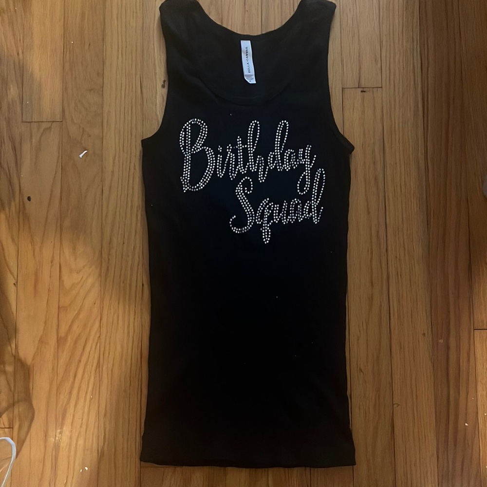 Birthday squad rhinestone tank top